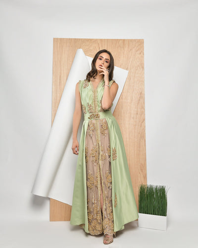 thekaftan_co_MARIAM KAFTAN TWO-PIECE LAYERED LONG MAXI DRESS AND BELT