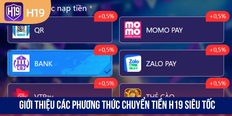 Giới thiệu các phương thức chuyển tiền H19 siêu tốc